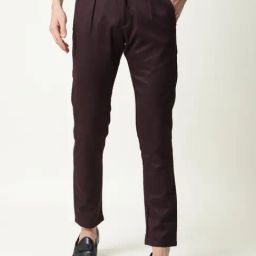 Rare Rabbit Maroon Polyester Solid Slim Fit Formal Trousers-picture-5