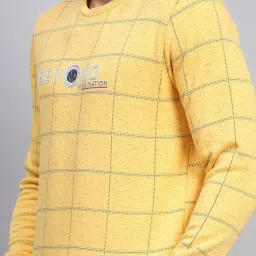 Monte Carlo Yellow Regular Fit Checks Sweatshirt image 5