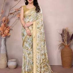 VEDANT VASTRAM Floral Printed Pure Georgette Saree-image-36