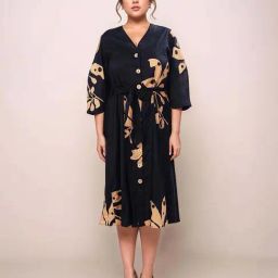 Zink London Black Cotton Printed Dress-picture-12