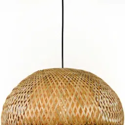 Whispering Homes Globular Twisted Shape Bamboo Pendant Lamp-image-17