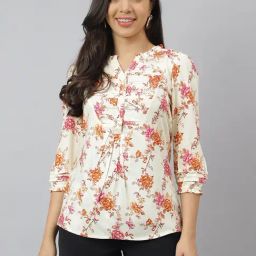 Latin Quarters Off White Floral Print Top-image-89