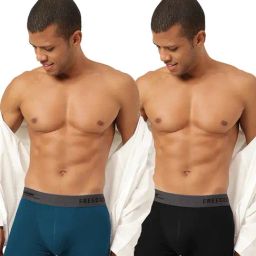 Freecultr Midnight Blue & Pot Black Comfort Fit Trunks - Pack of 2-picture-20
