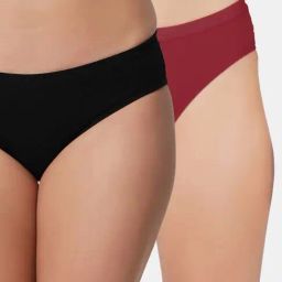 Bleeding Heart Black & Maroon Plain Panties - Pack Of 2-image-88