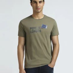 Pepe Jeans Green Cotton Slim Fit Printed T-Shirt-image-88