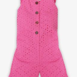 Ed-a-Mamma Girls Pink Cotton Embroidery Jumpsuit Dungaree-image-17