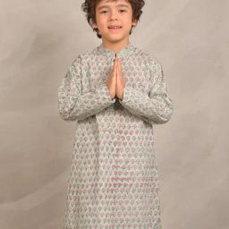 Anthrilo Boys Green Cotton Regular Fit Printed Kurta-image-33