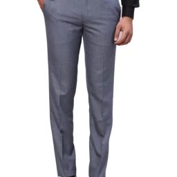 Raymond Blue Contemporary Fit Texture Trousers-image-59