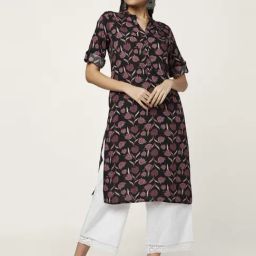 Rangmanch by Pantaloons Black Printed Straight Kurta-image-52