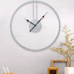 CHRONIKLE Elegant Round Silver Iron Wall Clock-48