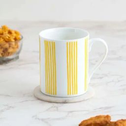 Clay Craft Yellow & White Ceramic Milk Mug (0.35 L)-26