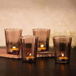 S. G. Home Gold Orchid Glass Votive/ Flask (Set Of 04)-15