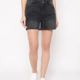 Guess Charcoal Cotton Solid Shorts-image-59