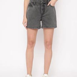 Guess Charcoal Cotton Solid Shorts-picture-24