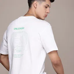WROGN Printed Drop-Shoulder Sleeves Pure Cotton T-shirt-picture-3