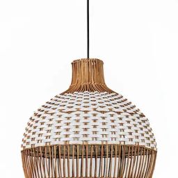 Whispering Homes Cupola Rattan Hanging Lamp - White & Beige-44