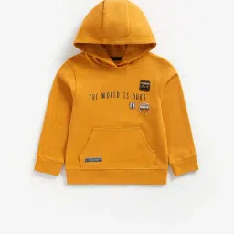 Mothercare Kids Mustard Applique Full Sleeves Hooded Sweatshirt-picture-27