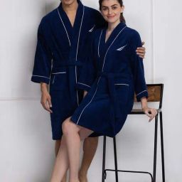Nautica Highline Navy Cotton 500 GSM Ultra Soft Bath Robe - Set of 2-image-89