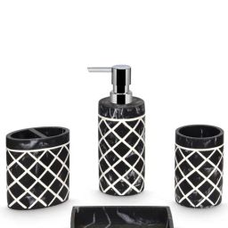 Freelance Black Polyresin Set of 4 Bathroom Accessories-image-4