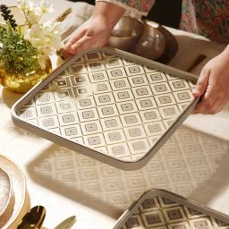 Pure Home and Living Beige MDF Printed Square Platter (Large)-image-38