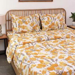 House This Himalayan Poppies Yellow Cotton 180 TC Dohar - Set of 1-picture-4