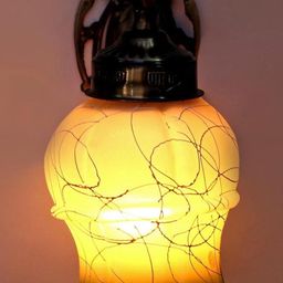 SOMIL Green & White Printed Glass Cylinder Shaped Wall Lamp-4