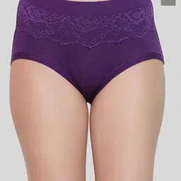 Glamoras 2-Pc High-Rise Seamless Lace Trim Hipster Briefs GL-LACEPANTY-1237-GREEN-D.PURPLE-image-74