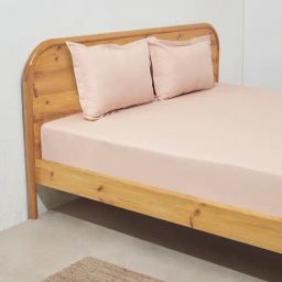 Westside Home Pink Solid King Bed Flat Sheet and Pillowcase Set-image-77
