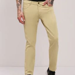 Showoff Khaki Cotton Slim Fit Jeans-picture-4