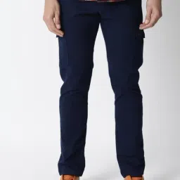 Rare Rabbit Navy Cotton Solid Regular Fit Formal Trousers-picture-8