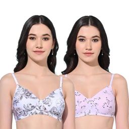 FIMS White & Lilac Printed Bras - Pack Of 2-picture-25