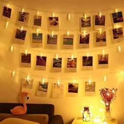 NSCC Plastic Battery Powered 20 Photo Clip LED String Light Warm White 20 LEDs for Photo Hanging-16
