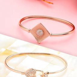 Zaveri Pearls Set Of 2 Rose Gold Cubic Zirconia Brass Kada Style Bracelets - ZPFK13457-image-53