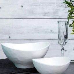 Servewell Hammered White Melamine Symphony Matte 2 Serving Bowl-47