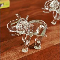 Unravel India White Handcrafted Premium Glass Elephant Figurine Art Piece-28