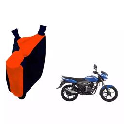 Auto Pearl Waterproof Two Wheeler Cover For Bajaj Discover 110 (Orange & Blue)-image-87