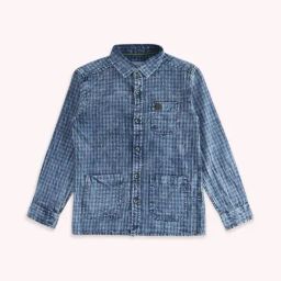 Pantaloons Junior Blue Cotton Chequered Full Sleeves Shirt-picture-3