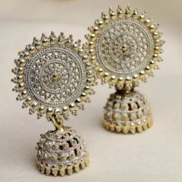 Moedbuille Handcrafted Meenakari Work Antique Floral Design Gold-Plated Filigree Jhumki Earrings-10