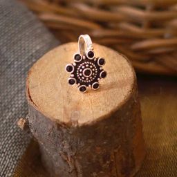 Teejh Ethnic Aagamya Black Stone Silver Oxidized Nose Pin for Women-25