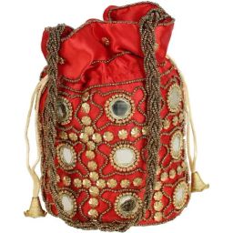 Gaurapakhi Red Embellished Potli-image-56