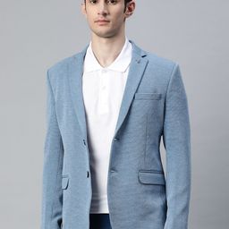 ESSAS club Men Blue Single Breasted Regular Fit Blazer with Lapel Pin-47