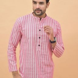 Anouk Rustic Men Striped Regular Pure Cotton Short Kurta-picture-24