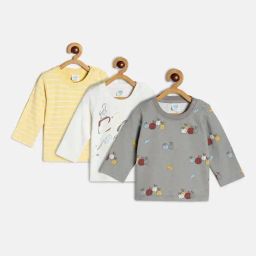 MINIKLUB Kids Multicolor Printed Full Sleeves T-Shirt (Pack Of 3)-image-80