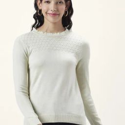 Honey by Pantaloons Off-White Self Pattern Sweater-image-45