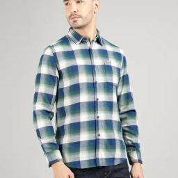Royal Enfield Green Regular Fit Checkered Shirt-image-7