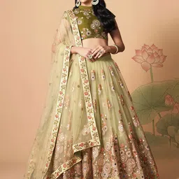 DIVASTRI Embroidered Mirror Work Semi-Stitched Lehenga & Unstitched Blouse With Dupatta-picture-24