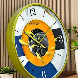 RANDOM Green & Blue Printed Contemporary Wall Clock-25
