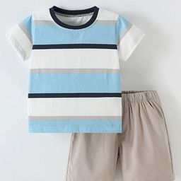 Xsole Boys Striped Round Neck T-Shirt With Shorts-image-88