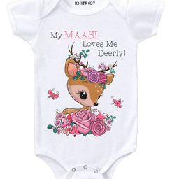 KNITROOT Short Sleeves Maasi Loves Me Deerly Printed Onesie - White-image-29