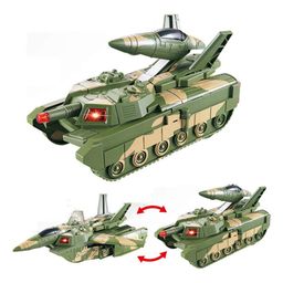 DOMENICO 2 in 1 Tank Aircraft Convertible Tank & Jet Fighter Airplane Toy with Lights and Shooting Music - Green-14